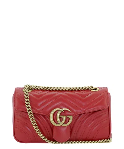 Shop Gucci "gg Marmont 2" Shoulder Bag In Red