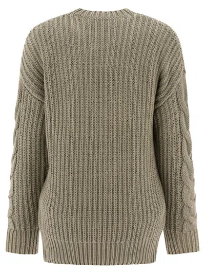 Shop Max Mara "acciaio" Cable-knit Sweater In Green