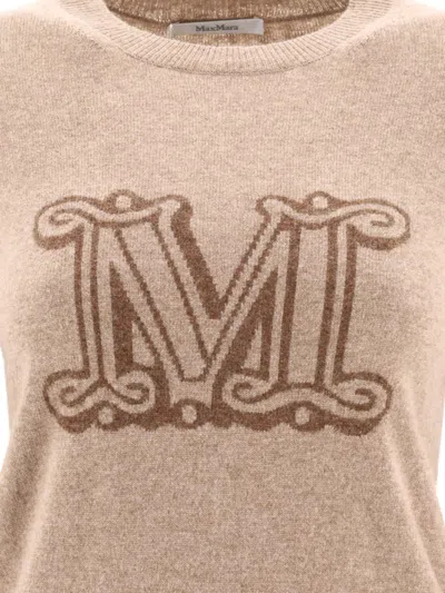 Shop Max Mara "pamir" Logo Sweater In Brown