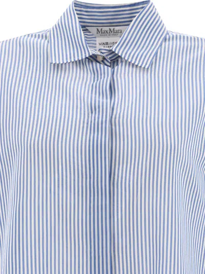 Shop Max Mara "vertigo" Masculine-style Organza Shirt In Blue