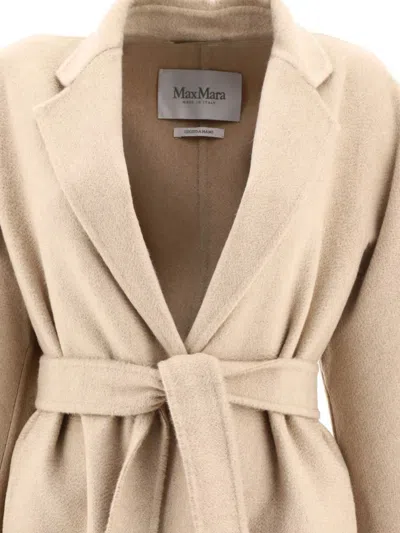 Shop Max Mara Short Cashmere Wrap Coat In Beige