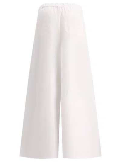 Shop Max Mara Wide Poplin Trousers In White