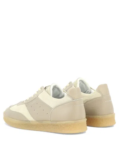 Shop Mm6 Maison Margiela Leather And Suede Sneakers In White