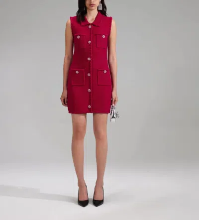 Shop Self-portrait Red Melange Knit Button Mini Dress