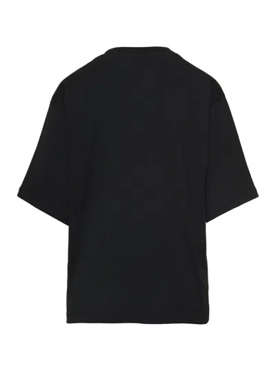 Shop Dolce & Gabbana Black Oversized T-shirt With Logo Lettering Print In Cotton Woman