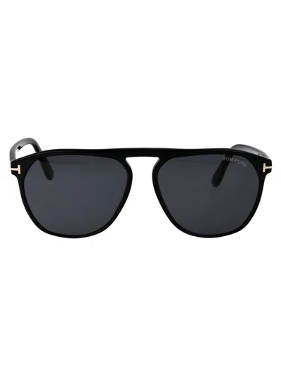Shop Tom Ford Sunglasses In 01a Nero Lucido / Fumo