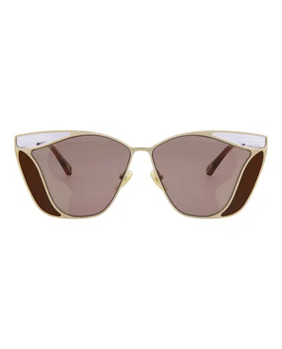 Shop Chloé Chloe Cat Eye-frame Metal Sunglasses In Gold