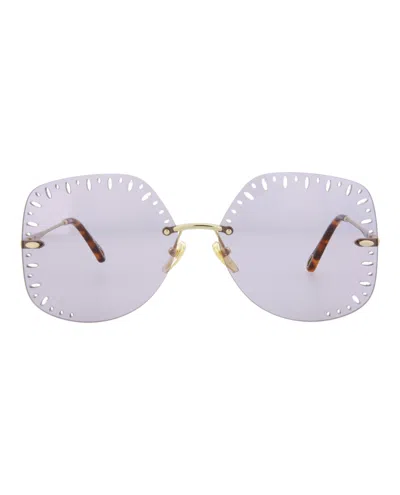 Shop Chloé Yse Square-frame Metal Sunglasses In Gold