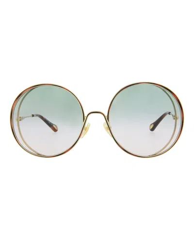 Shop Chloé Round-frame Metal Sunglasses In Gold