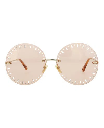 Shop Chloé Yse Round-frame Metal Sunglasses In Gold