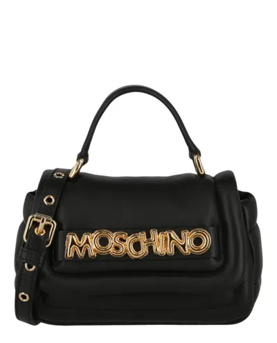 Shop Moschino Balloon Lettering Satchel In Black