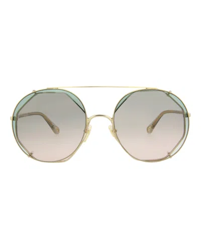 Shop Chloé Round-frame Metal Sunglasses In Gold