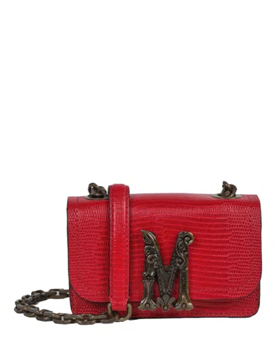 Shop Moschino Logo Plaque Shoulder Bag In Red