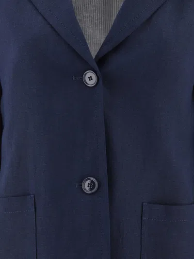 Shop 's Max Mara "socrate" Single-breasted Linen Blazer In Blue