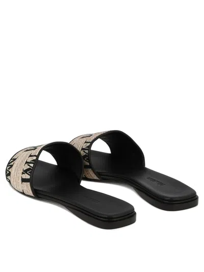 Shop Max Mara Logo Sandals In Beige