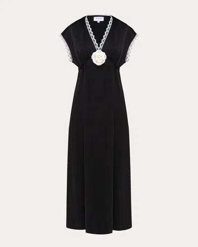 Shop Sleeper Women's The Genus Rosa Satin Maxi Dress In Black