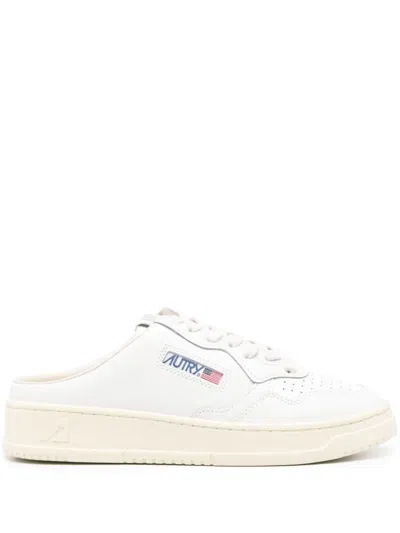 Shop Autry Low 'medalist' Leather Mules With Laces In White