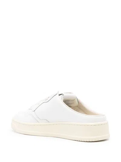 Shop Autry Low 'medalist' Leather Mules With Laces In White