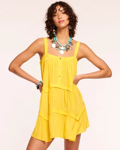 Shop Ramy Brook Mamie Babydoll Mini Dress In Bright Lemon
