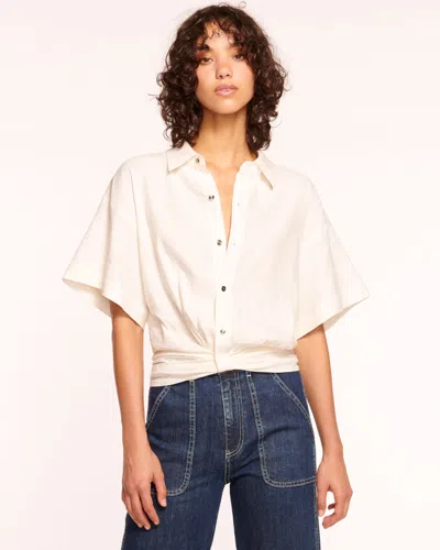 Shop Ramy Brook Rosa Short Sleeve Button Down Top In Ivory