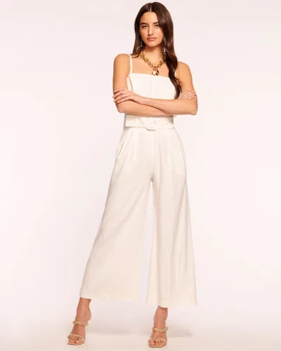 Shop Ramy Brook Delia Cropped Belted Jumpsuit In Ivory