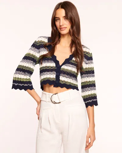 Shop Ramy Brook Nell Cardigan Sweater In Navy Wave