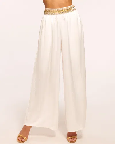 Shop Ramy Brook Leila Hand Beaded Wide Leg Pant In Ivory
