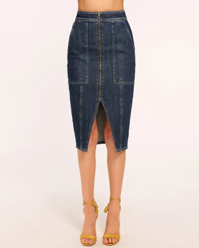 Shop Ramy Brook Marietta High-waisted Denim Skirt In Dark Wash