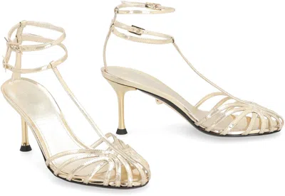 Shop Alevì Jessie Leather Sandals In Gold