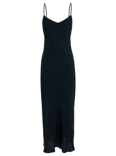 Shop Antonelli Long Blue Dress With V Neckline In Acetate Blend Woman