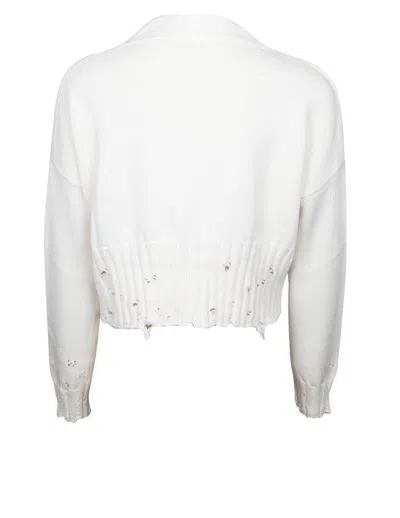Shop Marni Cotton Cardigan In White
