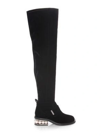 Shop Nicholas Kirkwood Casati Pearly Heel Leather Over-the-knee Boots In Black
