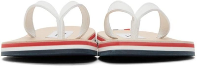 Shop Thom Browne White & Tricolor Leather Sandals