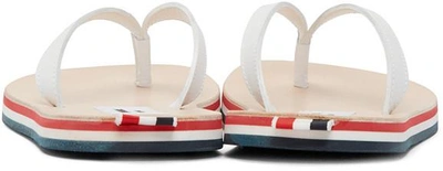 Shop Thom Browne White & Tricolor Leather Sandals