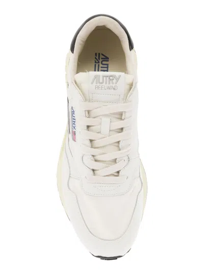 Shop Autry 'reel Wind' White Low Top Sneakers With Logo Detail In Leather Man