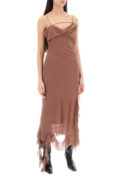 Shop Acne Studios Ruffled Slip Dress With Fr Women In Multicolor