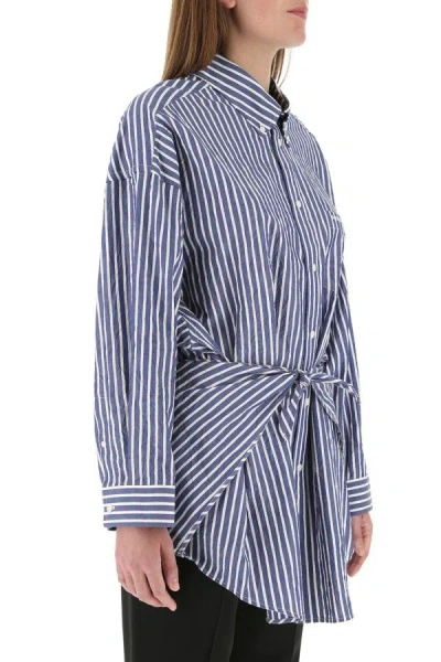 Shop Balenciaga Woman Embroidered Poplin Oversize Knotted Shirt In Multicolor
