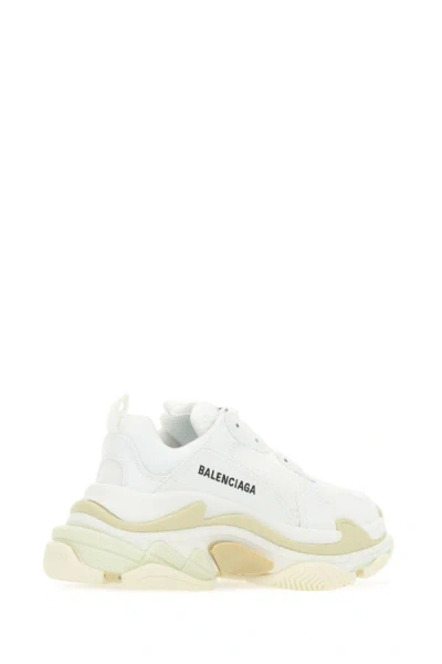 Shop Balenciaga Woman White Fabric And Synthetic Leather Triple S Sneakers