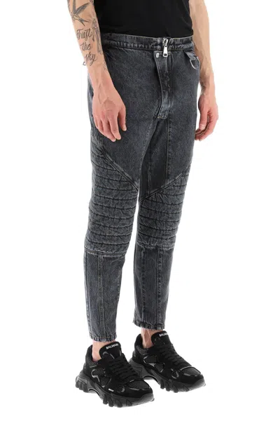 Shop Balmain Jeans With Quilted And Padded Inserts Men In Multicolor