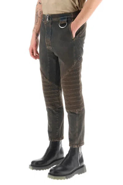 Shop Balmain Stretch Jeans With Quilted And Padded Inserts Men In Multicolor