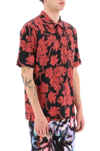 Shop Dries Van Noten All-over Flower Print Polo Shirt Men In Black