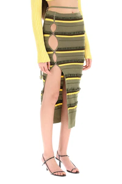 Shop Jacquemus 'la Maille Concha' Midi Skirt Women In Multicolor