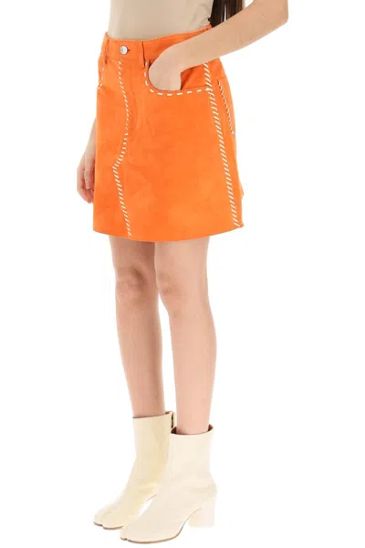 Shop Marni Suede Mini Skirt Women In Multicolor