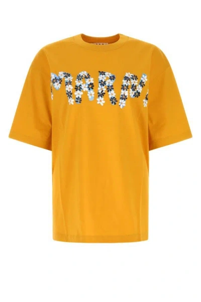 Shop Marni Woman Mustard Cotton Oversize T-shirt In Yellow