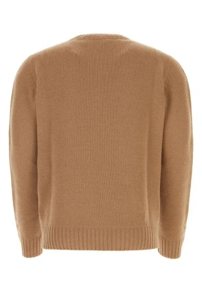 Shop Prada Man Biscuit Wool Blend Sweater In Brown