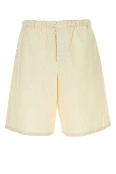 Shop Prada Man Passtel Yellow Cotton Bermuda Shorts