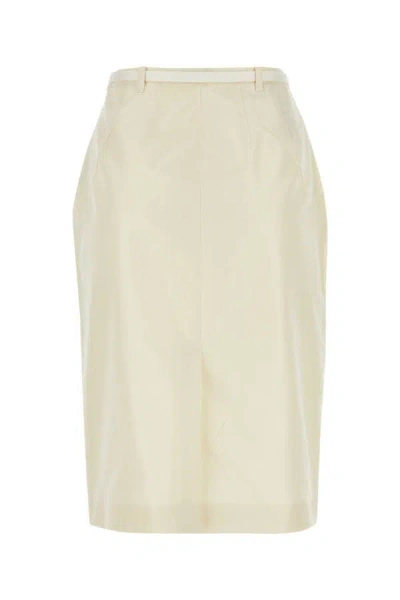 Shop Prada Woman Ivory Faille Skirt In White