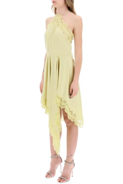 Shop Stella Mccartney Asymmetric Satin Dress With Lace Detail Women In Multicolor
