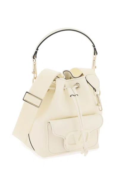 Shop Valentino Garavani Leather Locò Bucket Bag Women In Cream