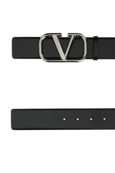 Shop Valentino Garavani Man Black Leather Vlogo Signature Belt